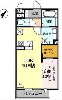 ロイジェントパークス レイクタウン O(1DK/1階)の間取り写真