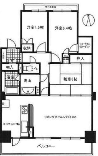 パークハイム元城(3LDK/4階)の間取り写真