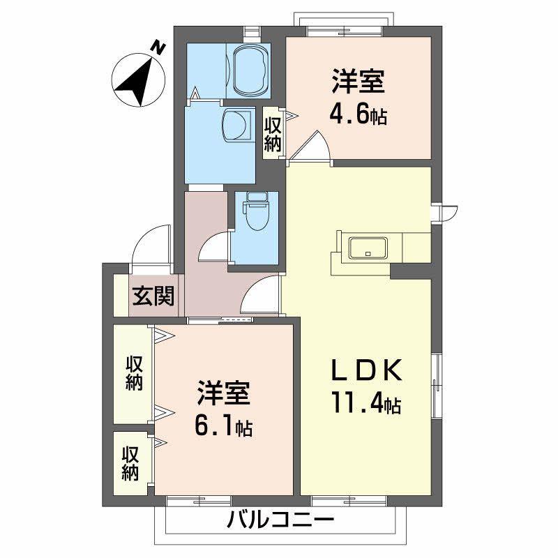 リッシュ良庵V(2LDK/2階)の間取り写真