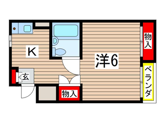 ソシオ国立(1K/2階)の間取り写真