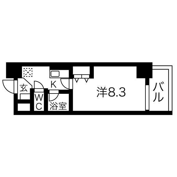 ヒルズ新栄2号館(1K/3階)の間取り写真