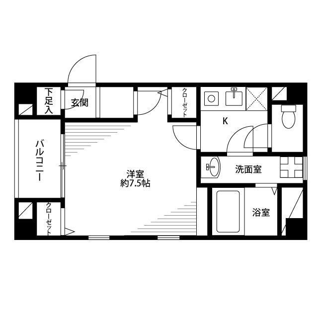 アンプルールフェールアイ(1K/4階)の間取り写真