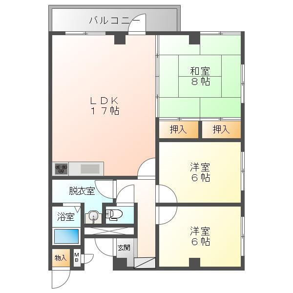 ロゼ89(3LDK/3階)の間取り写真