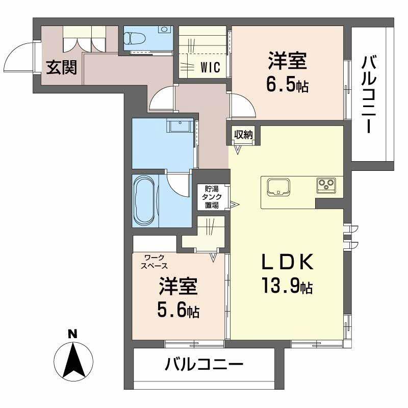 リノア泉が丘(2LDK/3階)の間取り写真
