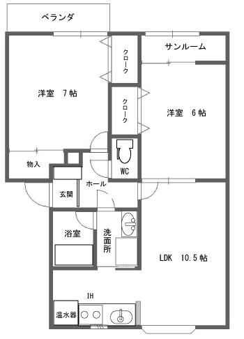 カーサ・フローラVI(2LDK/2階)の間取り写真
