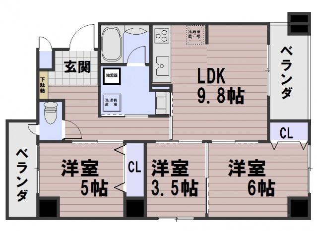 ラティス東野(3LDK/5階)の間取り写真