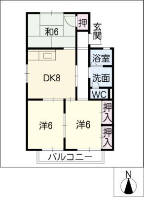 セジュール五ケ丘(3DK/1階)の間取り写真