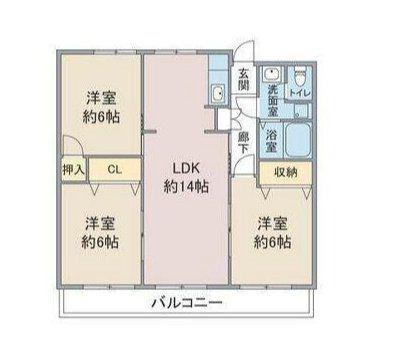 エラン平針(3LDK/6階)の間取り写真