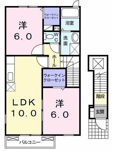 メルシーA(2LDK/2階)の間取り写真