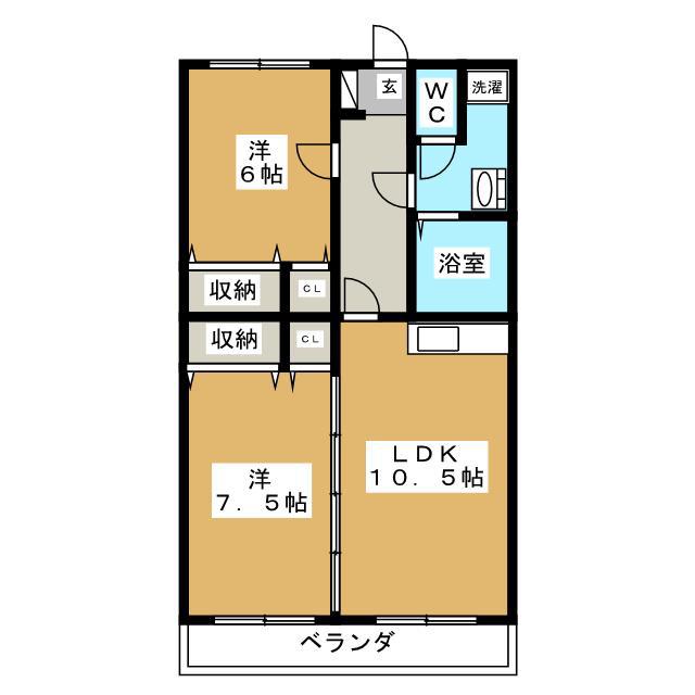 キャセロール青森I(2LDK/1階)の間取り写真