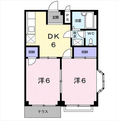 エルディム小雀B(2DK/1階)の間取り写真