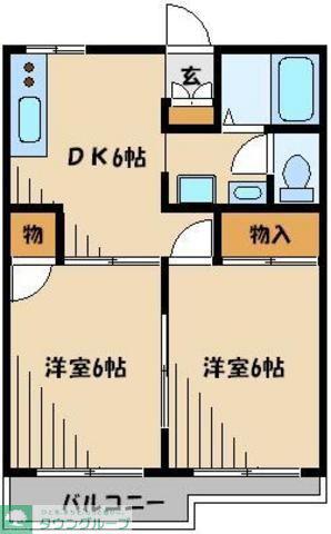 ひまわりハイツ(2DK/1階)の間取り写真
