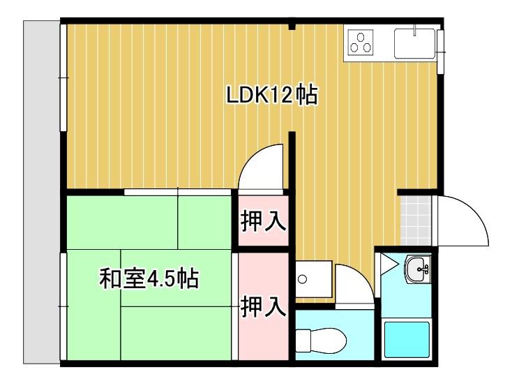 清水コーポD(1LDK/1階)の間取り写真