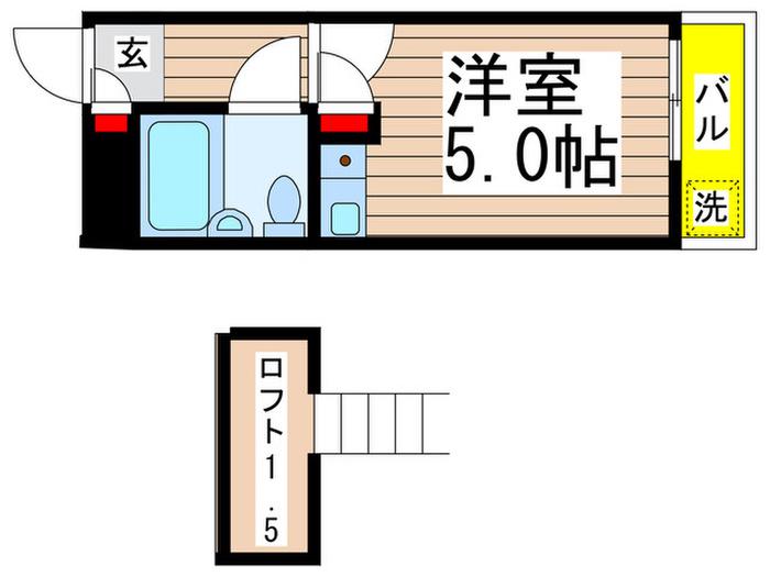 スリーエム(ワンルーム/1階)の間取り写真