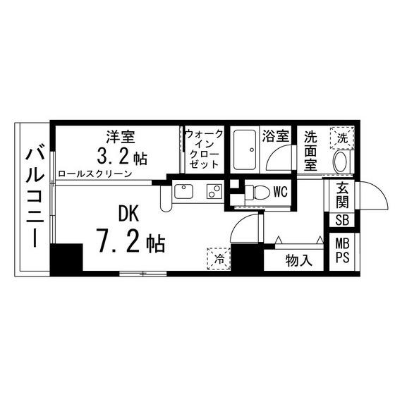 カーサヴェルデ仙台西公園(1DK/9階)の間取り写真