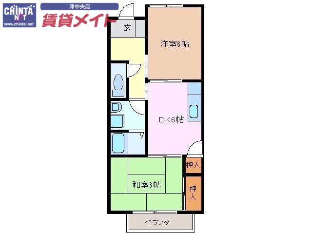 ハイツサンシャイン(2DK/2階)の間取り写真