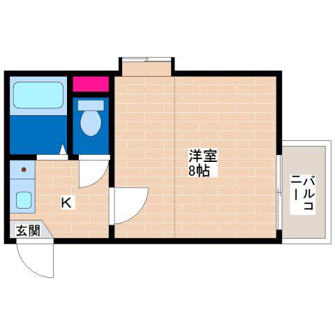 シャルマンハイツ(1K/1階)の間取り写真