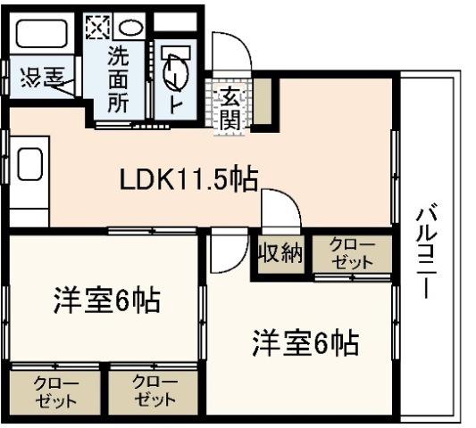 田中第一ビル(2LDK/1階)の間取り写真