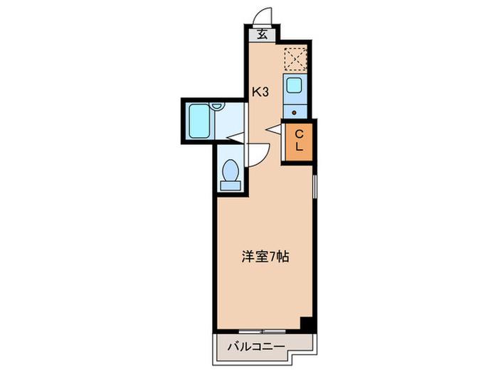 ディアコート川西弐番館(1K/2階)の間取り写真