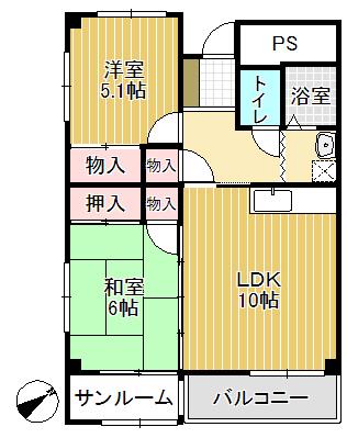 クオーレ(2LDK/1階)の間取り写真