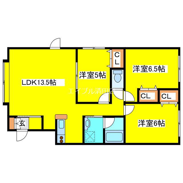 エルムハイツ清田(3LDK/1階)の間取り写真