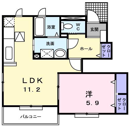 ライズアンドシャインII(1LDK/1階)の間取り写真