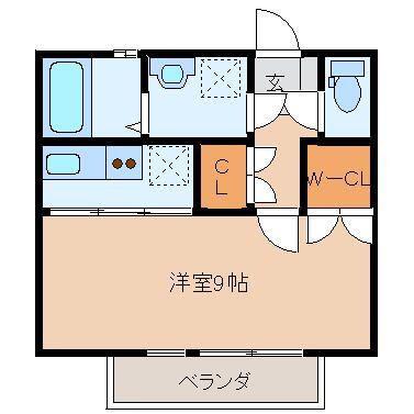 ロワジールII(1K/1階)の間取り写真