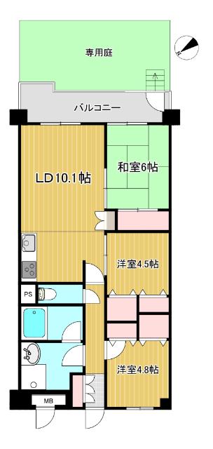グリーンビレッジ姉ヶ崎I(3LDK/1階)の間取り写真