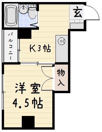小倉ホースビル(1K/4階)の間取り写真