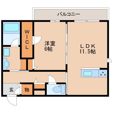 アルカディア(1LDK/2階)の間取り写真