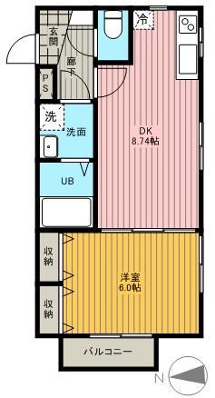メゾンHAMAYOU(1LDK/2階)の間取り写真