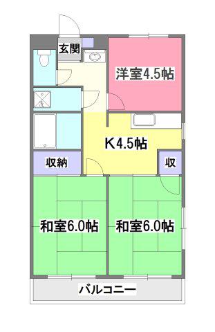 クレスト新秋津(3K/2階)の間取り写真