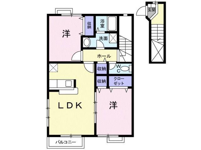 シャイン・スクエアB(2LDK/2階)の間取り写真