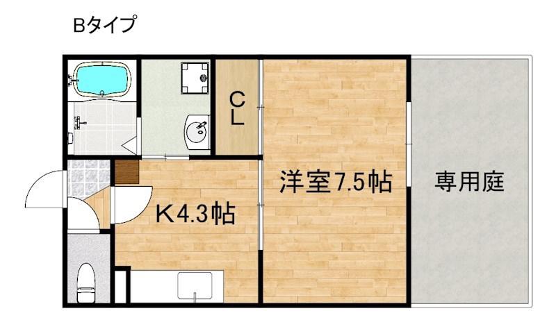 ハイツディオ(1K/1階)の間取り写真