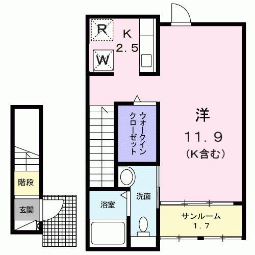 K-EST(ワンルーム/2階)の間取り写真