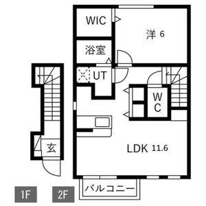 ドリーム向山(1LDK/2階)の間取り写真