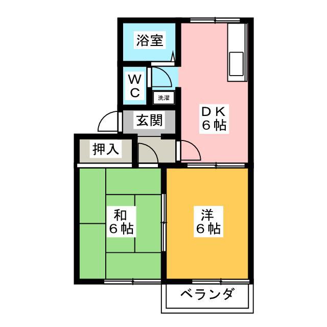 ニューハイツ土岐II(2DK/1階)の間取り写真
