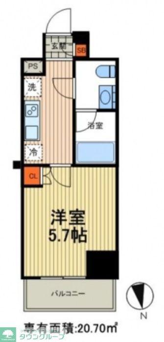ライジングプレイス綾瀬二番館(1K/7階)の間取り写真