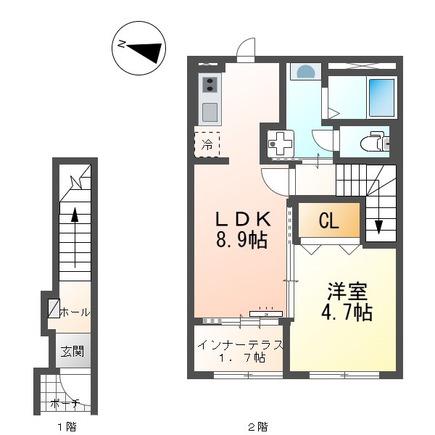スターテラスII日吉台(1LDK/2階)の間取り写真