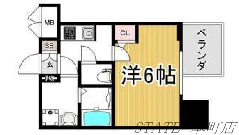サムティ北浜EST(1K/9階)の間取り写真