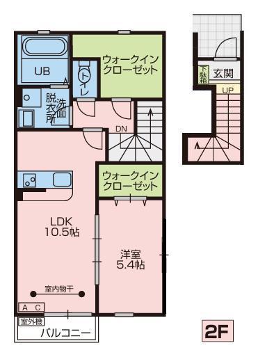 AZURA棟(1LDK/2階)の間取り写真