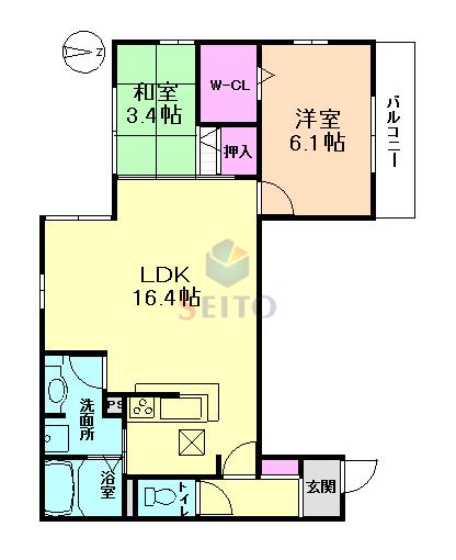 DHOUSEGRANDE(2LDK/2階)の間取り写真