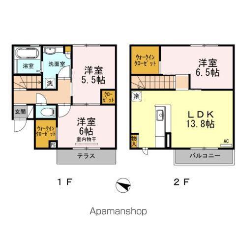 ユニヴェール小笹(3LDK/1階)の間取り写真