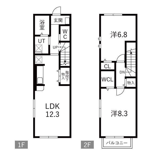 BAY HILLS梅の宮(2LDK/1階)の間取り写真