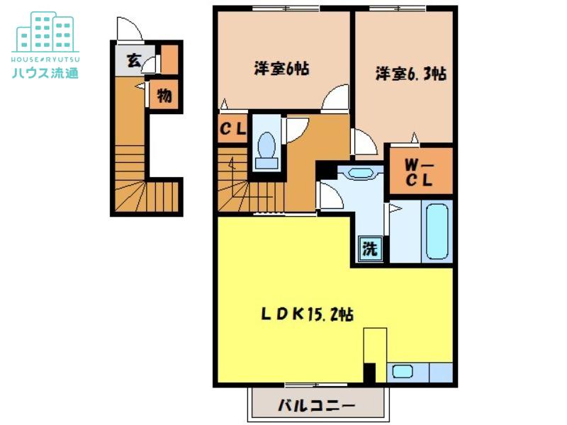 エスポワール(2LDK/2階)の間取り写真
