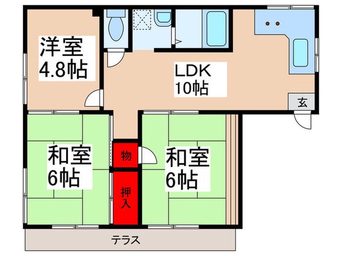 三貴コーポ(3LDK/1階)の間取り写真