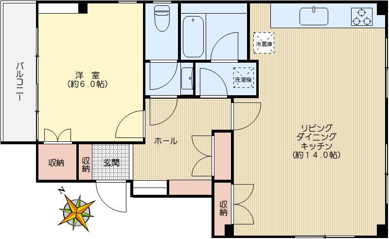 高橋ビル新館(1LDK/3階)の間取り写真