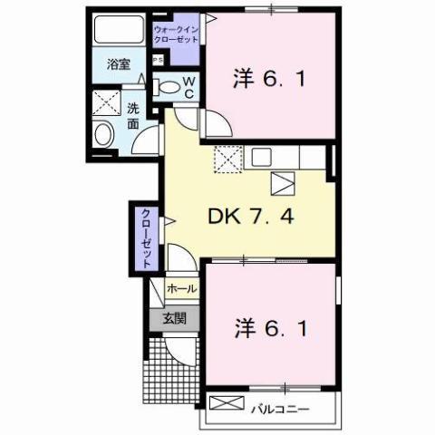 ヴァーサTMIIB(2DK/1階)の間取り写真