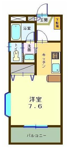 ヴィラメゾンサイトウII(1K/2階)の間取り写真