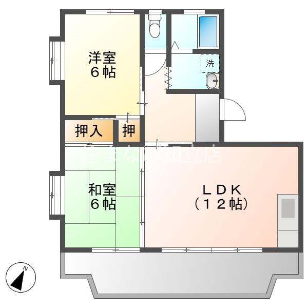 グレース磯村(2LDK/1階)の間取り写真